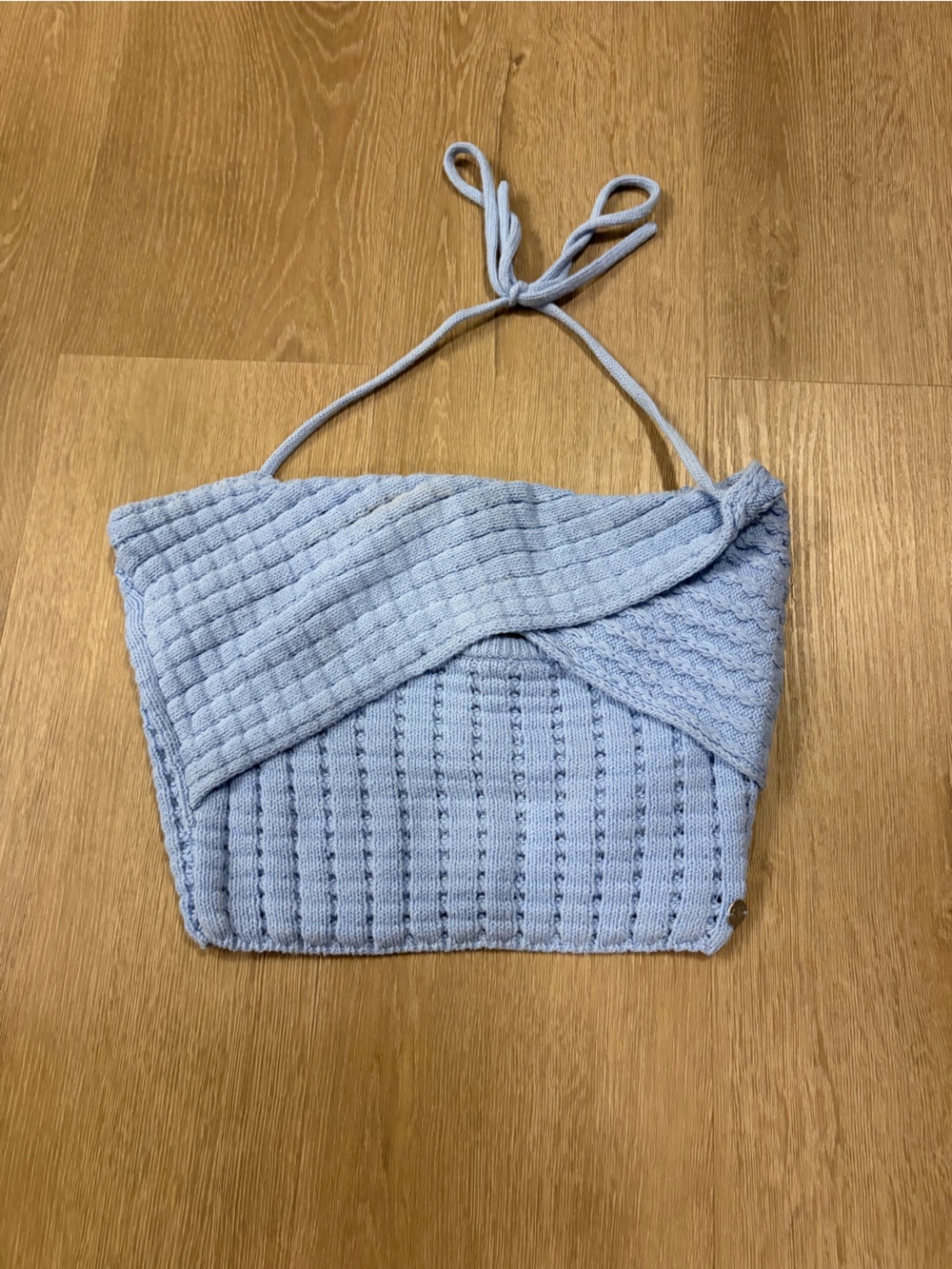 Roxy Baby Blue Knit Wrap Top with Tie